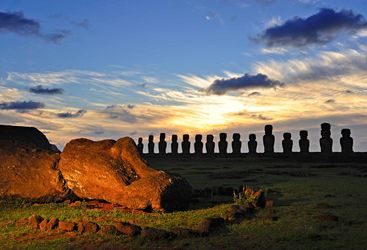 Giant Moai at Sunset