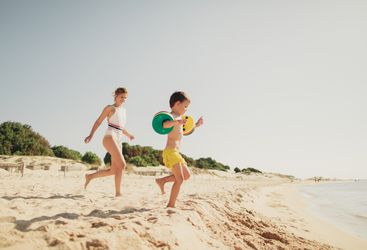 Family on beach