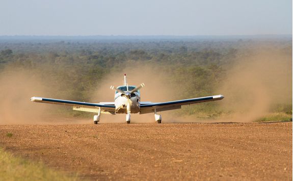 Plane landing in Serengeti National Park