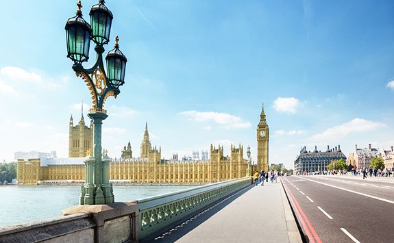 view from the river of Westminster Palace, London