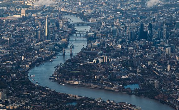 A view of London from the air
