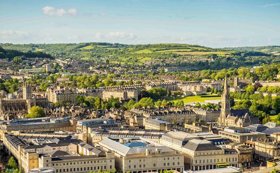 An aerial view of the city of Bath