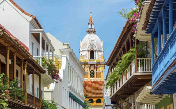 Colourful balconies in Cartagena