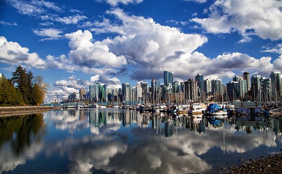 Reflection of Vancouver skyline
