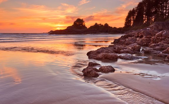 Vancouver Island beach at sunset