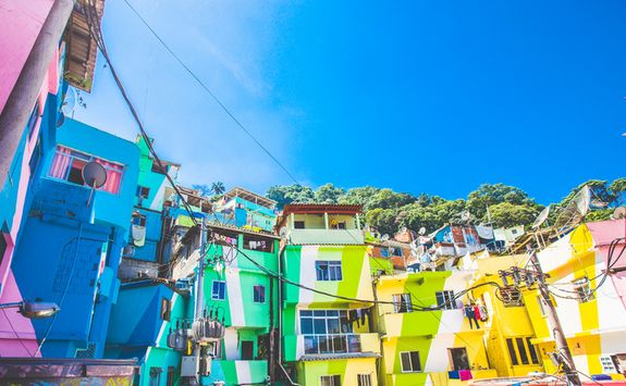 Colourful favela buildings