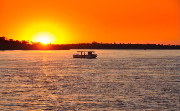 Sunset over the Zambezi river