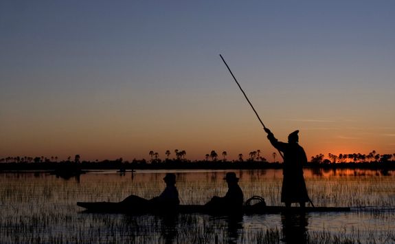 Mokoro Canoe at Sunset