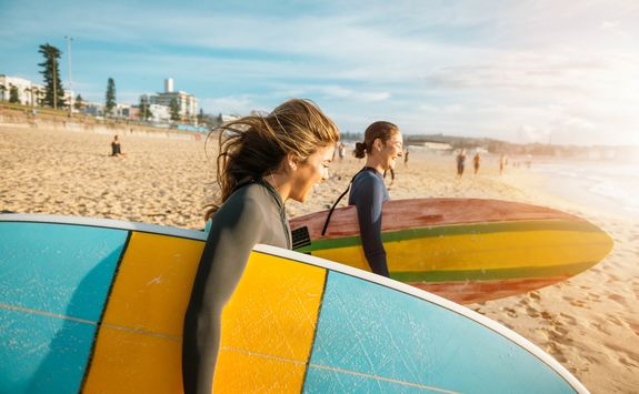 Surfers on a Beach