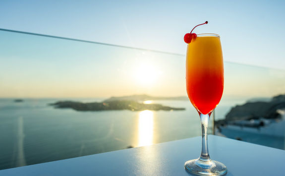 Cocktails at sunset in Greece