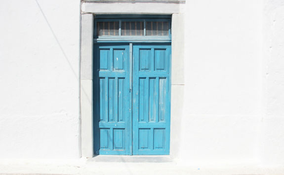 Blue door in Santorini
