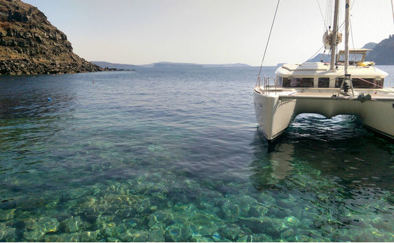 Catamaran in Santorini