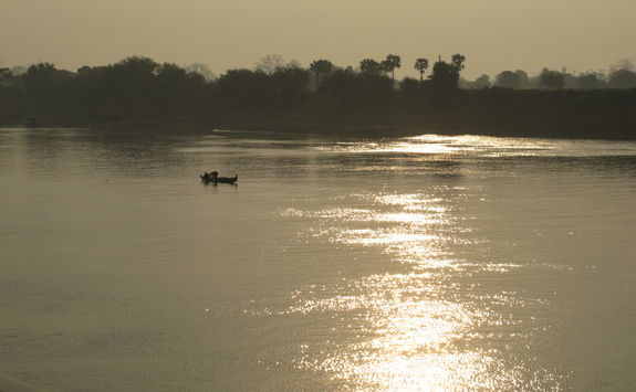 Small river boat on the Chindwin river