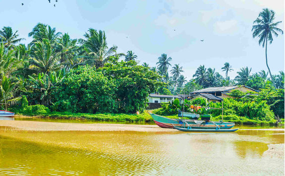 Boat in a river in Galle, Sri Lanka