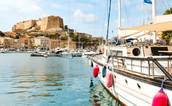 View of the port of Bonifacio from a boat