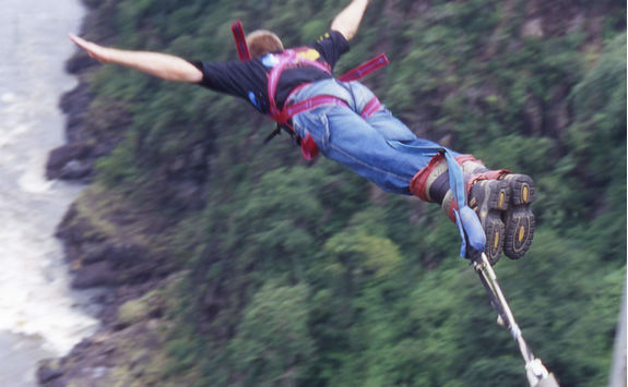 Bungee jumping in the Victoria Falls