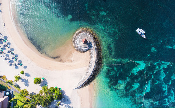 sanur beach aerial