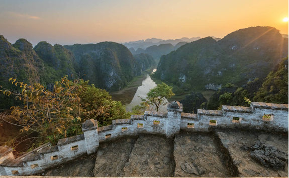 Sunset in the mountains in Ninh Binh