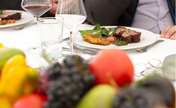 meat dish with wine