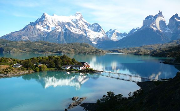 torres del paine and lake