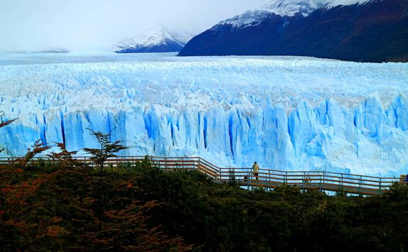 view of perito moreno glacier with the viewing balcony