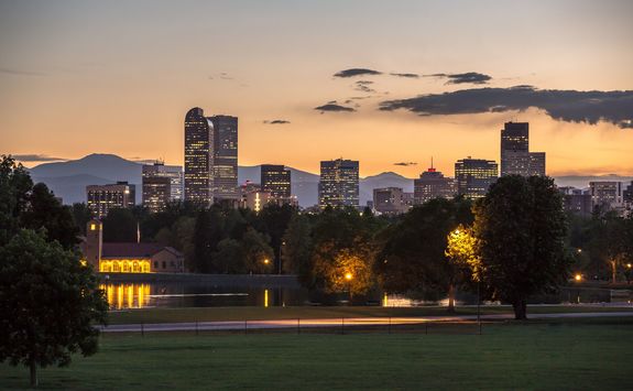 Skyline of Denver from the a city park