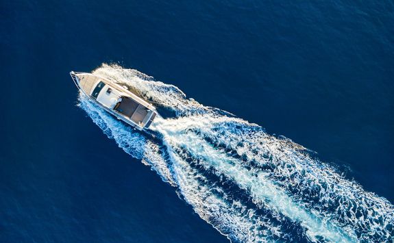 speedboat racing at the open sea