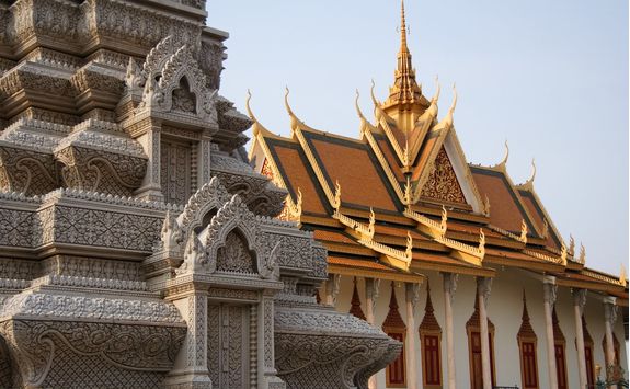 buddhist stupa and silver pagoda
