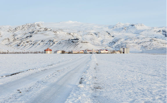 Village next to Eyjafjallajokull glacier