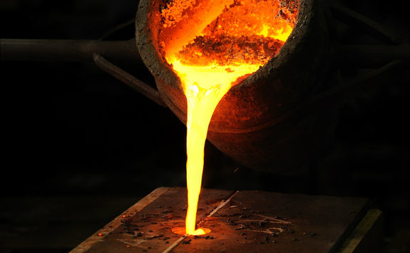 Pouring Melted Bronze