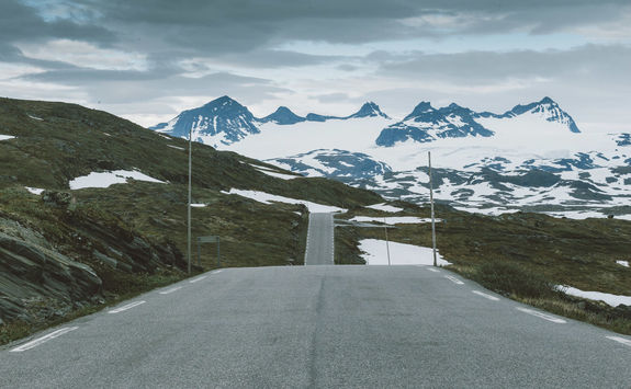 Endless road in Norwegian nature