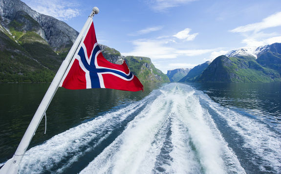 Norwegian flag on a cruise