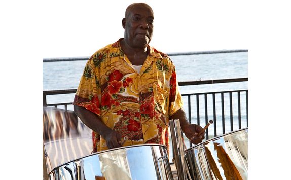 Steel drum player