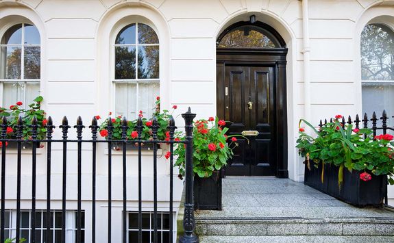 London white stucco house