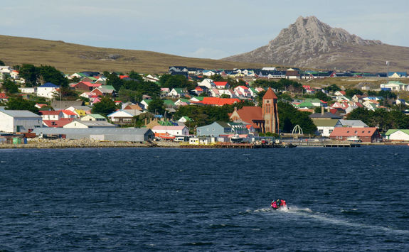View of Port Stanley from the harbour