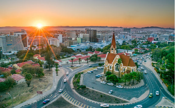 namibia captital at sunset