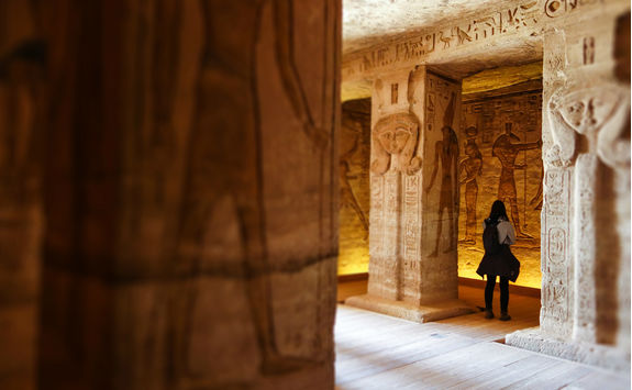 woman inside nefertari temple