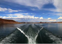 Wake from boat