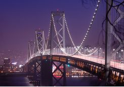 The Bay Bridg at night