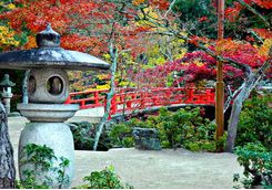 Bridge and garden on the island of Miyajima
