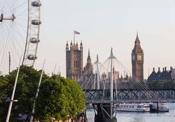 London Eye with Westminster Abbey in the background