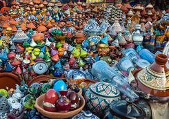 Colourful ceramics in Meknes