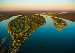 Aerial view of the Zambezi river