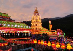 Temple covered in lights