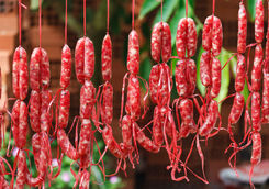 Home made dried fatty Chinese sausages