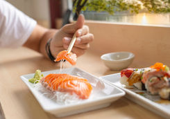 Salmon sashimi dish