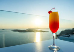 Cocktails at sunset in Greece