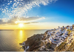 Sun setting over Oia