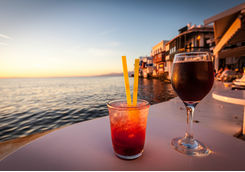 Cocktails at sunset in Mykonos