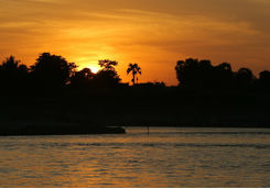 Sunset over the Chindwin River in Myanmar